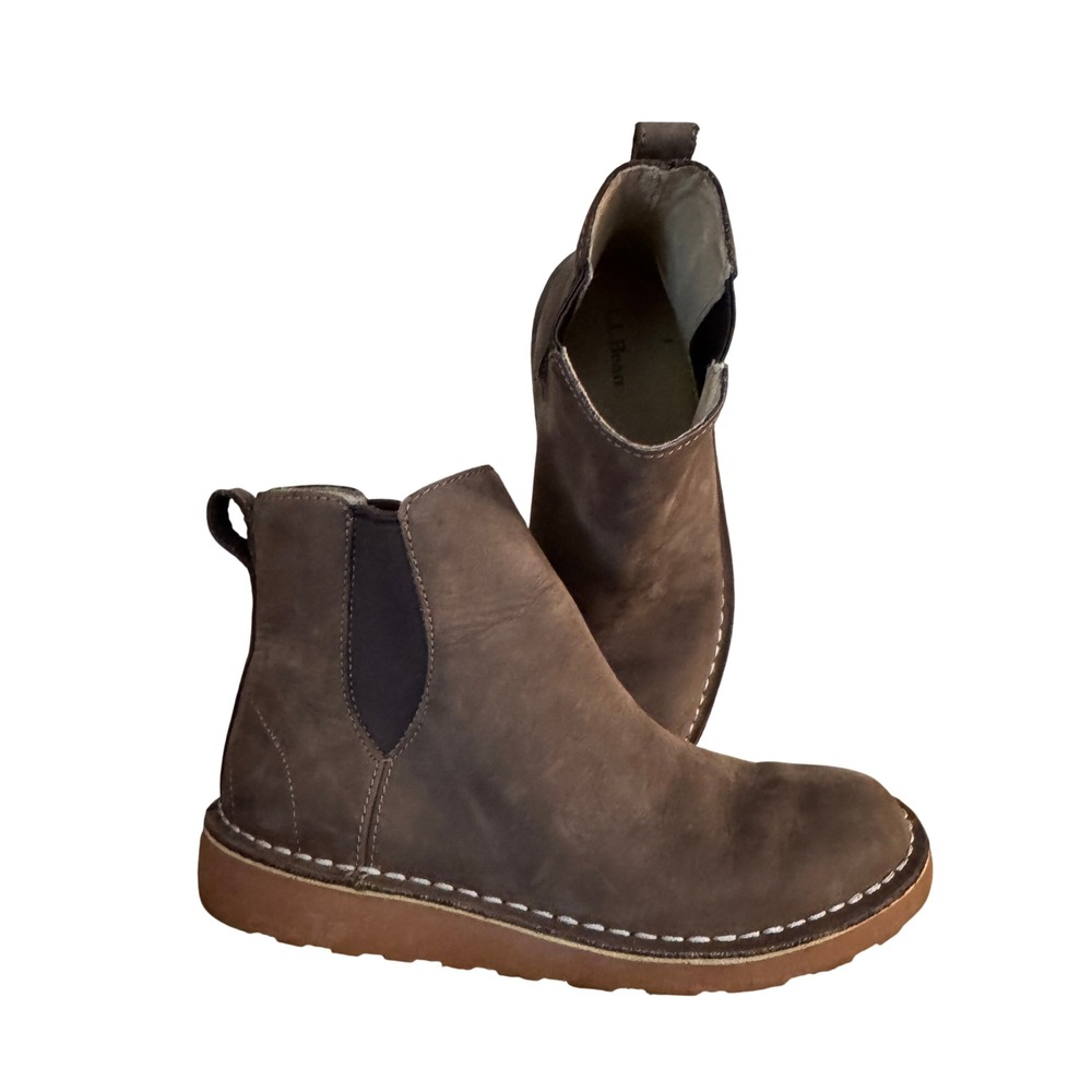 L.L. Bean Chelsea Boots Women 7.5 Brown Leather Stonington Ankle Booties